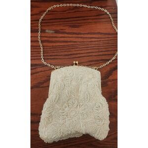 Vintage Walborg Ivory Beaded Handbag Purse Wedding Formal  Retro Old Hollywood